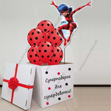 Большая коробка-сюрприз с шарами Леди Баг