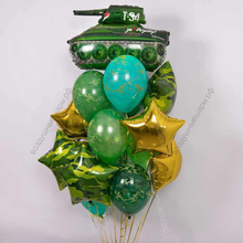 Фонтан из камуфляжных шаров хаки "За Родину!"