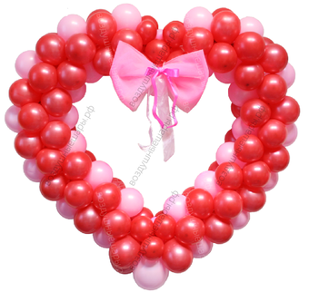 «Сердце с бантом» из шаров ко Дню Валентина (Сердце плетеное с бантом "Валентинов день")