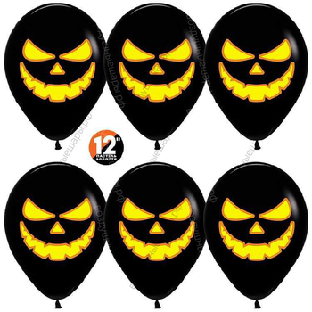 Воздушный Шар с гелием  Тыква на Хэллоуин, Черный , пастель, 2 ст, 30 см.