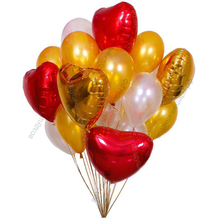 Облако из 20 гелиевых шаров с 5 фольгированными сердцами
