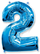 Шар (40''/102 см) Цифра, 2, Синий, 1 шт.