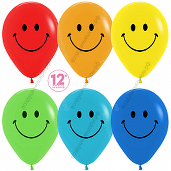 Шар с гелием  Смайл, Ассорти, пастель, 2 ст, 30 см.