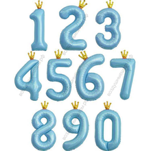Шары-цифры Голубые с короной  с гелием, 90см