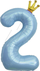 Шар (40''/102 см) Цифра, 2 Золотая корона, Голубой, 1 шт. в уп.