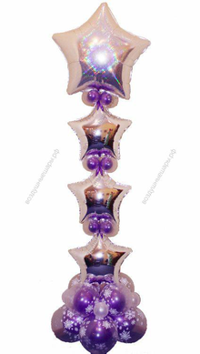 Стойка из фольгированных шаров-звезд Новогодняя комета