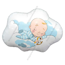 Шар с гелием новорожденному мальчику, Малыш в облаках, 66 см.