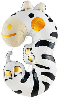 Шары-цифры смешные Звери с гелием, 90 см