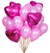 30 шаров + 5 сердец розово-малиновый