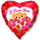 Воздушный шар (18''/46 см) Сердце, Медведь с розами, Красный, 1 шт.