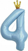 Шар (40''/102 см) Цифра, 4 Золотая корона, Голубой, 1 шт. в уп.