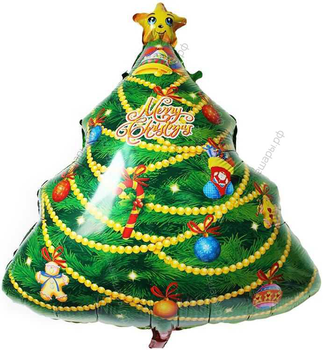 Фольгированная фигура с гелием Новогодняя елка, 74 см.