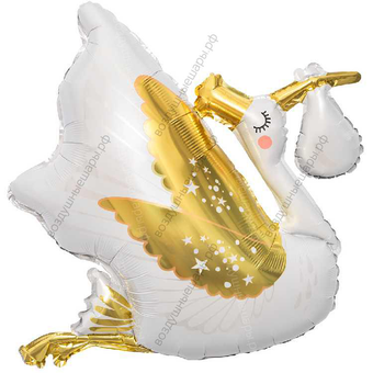 Шар с гелием  Фигура, Аист принес ребенка, 86 см.