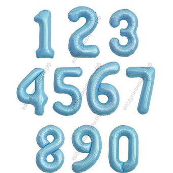 Шарики- цифры Голубые матовые с гелием