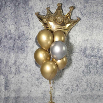 Фонтан из шаров хром с короной на день рождение
