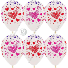 Шар с гелием  Разноцветные сердца, Прозрачный (390), кристалл, 5 ст многоцвет, 30 см.
