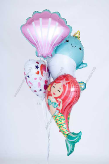 Букет из шаров в морском стиле "Влюбленная русалка"