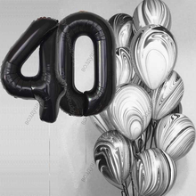 Букет гелиевых шаров агатов на 40 лет Безупречный стиль с черными цифрами