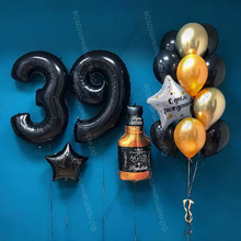 Сет черно-золотых шаров на день рождения "Веселая ночь"