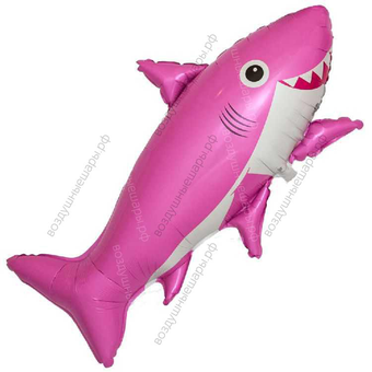 Гелиевый шар , Счастливая акула, Розовый, 99 см.