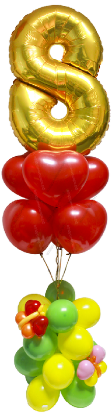 Фонтан из шаров на 8 марта "Любимый праздник"