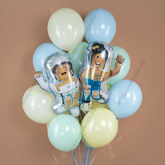 Букет из шаров С Днем Рождения с фигурами Девочек Роблокс