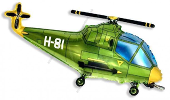 Шар с гелием  Фигура, Вертолет, Зеленый, 97 см.