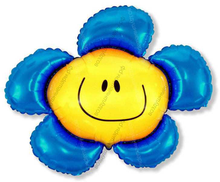 Шар с гелием  Фигура, Солнечная улыбка, Синий, 104 см.