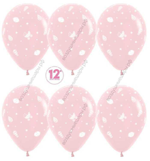 Шар с гелием  Улыбка девочка, Светло-розовый (109), пастель, 5 ст, 30 см.