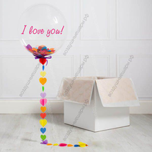 Шар "I love you!" 46см, с разноцветным конфетти в большой коробке