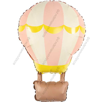 Воздушный шар Монгольфьер с гелием, Розовый, Сатин, 86 см.