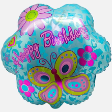 Воздушный шар  Фигура, Цветок С Днем рождения , Голубой, 46 см.