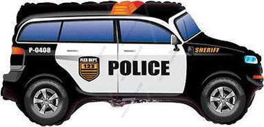 Шар с гелием  Фигура, Полицейская машина, Черный, 84 см.