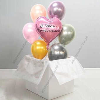 Коробка с шарами  «С Днем Рождения»