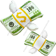 Шар с гелием, Доллары с крыльями, 74 см